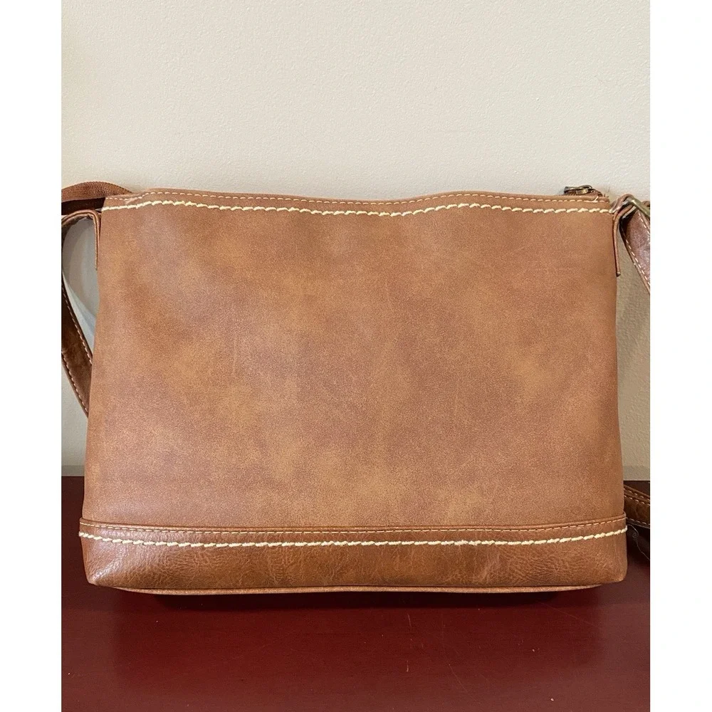 B.O.C Handbag Brown Faux Leather Shoulder Adjustable Strap Crossbody 12x9x3